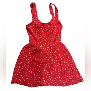 LC Lauren Conrad Red Sleeveless Square Neck Sundress